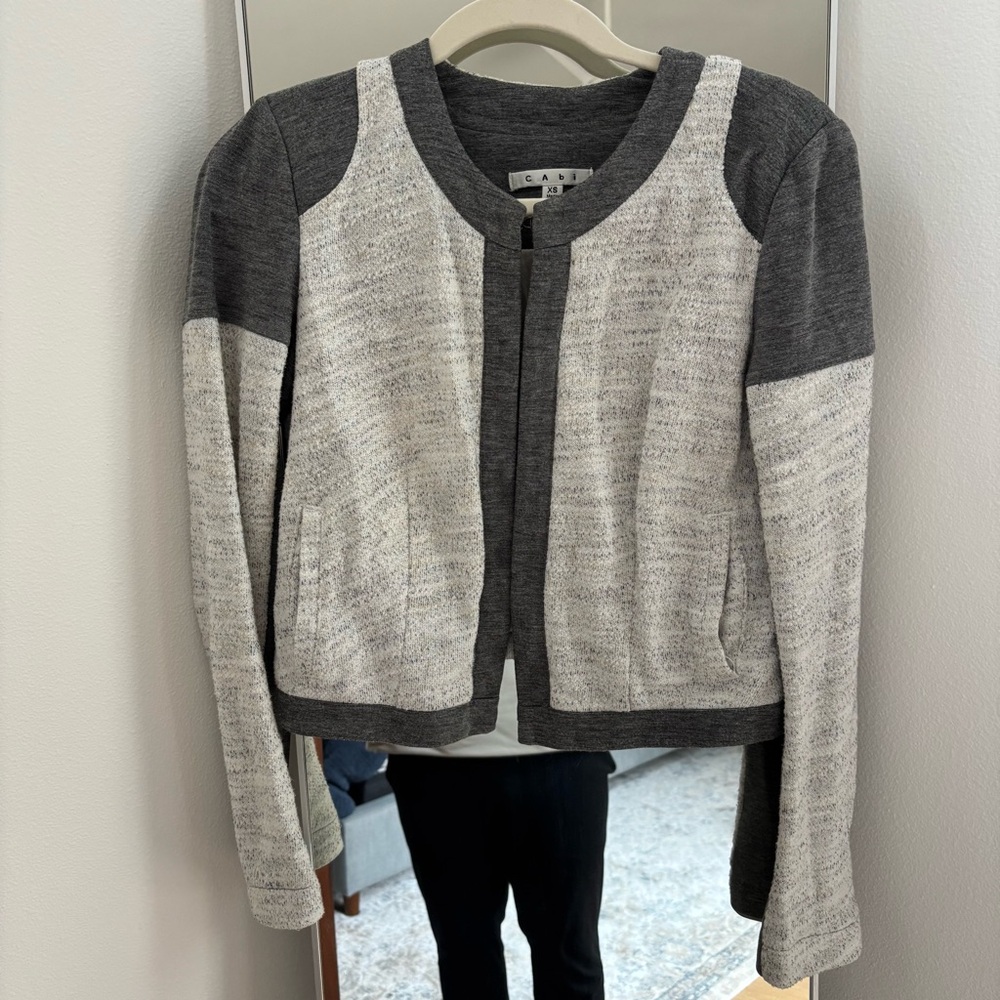 Gray and Cream Cropped Jacket